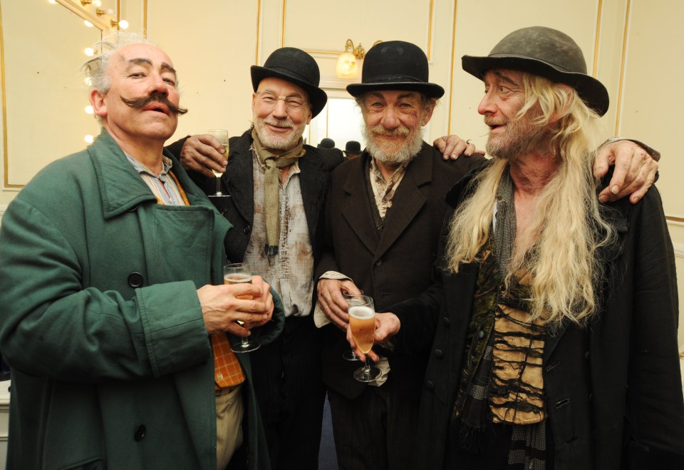 Simon Callow, Patrick Stewart, Ian McKellen and Ronald Pickup at Waiting for Godot press night in 2009