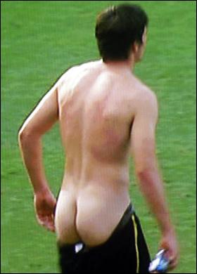 Barton shows off his bare bum to Everton fans at Goodison Park