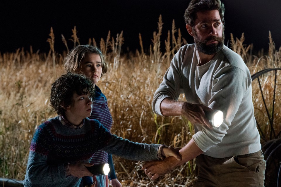 Noah Jupe, Millicent Simmonds and John Krasinski play members of a family desperately trying to stay alive