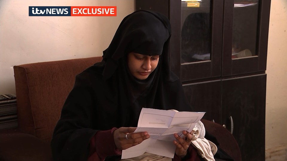 An ITV crew delivered paper informing her she had been stripped of her UK citizenship