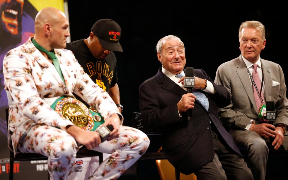 Tyson Fury, trainer 'Sugarhill' Steward, Bob Arum and Frank Warren