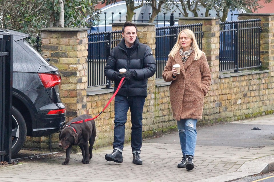 The pair were pictured walking Ant's labrador Hurley