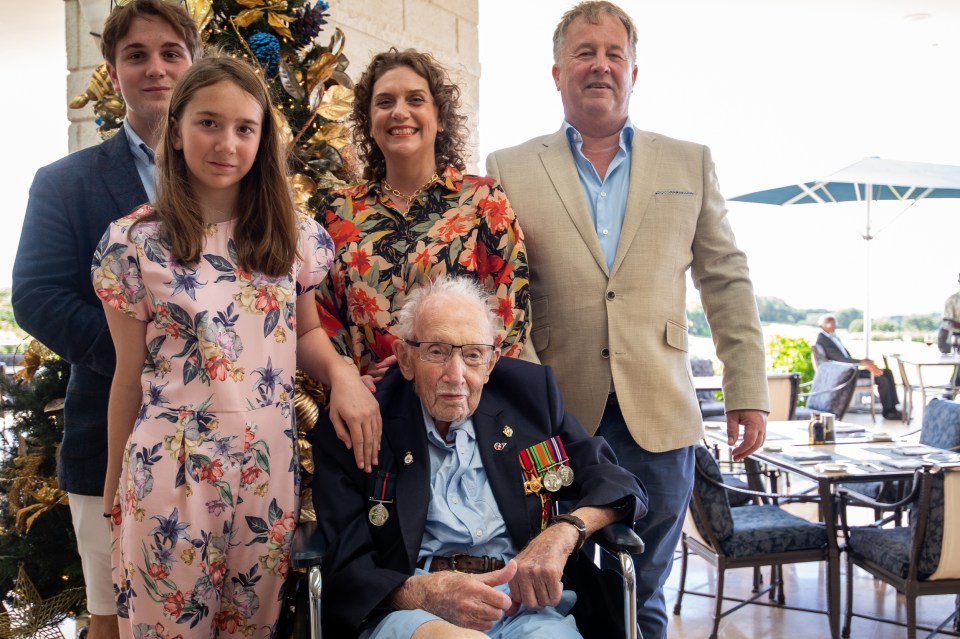 Captain Sir Tom Moore pictured in Barbados with his family