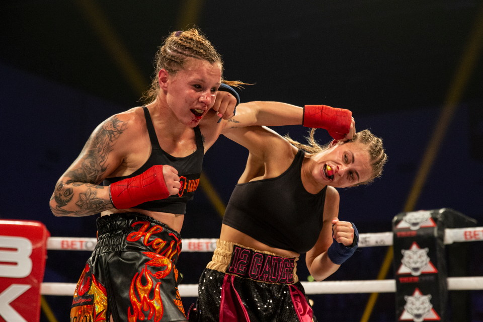 Paige VanZant (R) made her BKFC debut against Britain Hart earlier this month