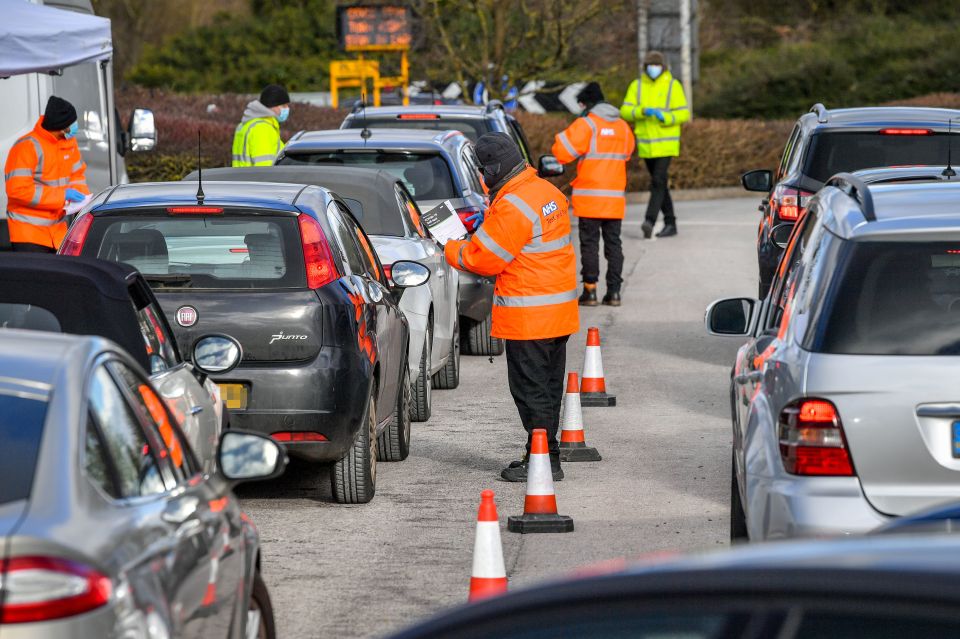 Bristol is currently having surge testing after new coronavirus variants were found there. Pictured: Testing centre at the Science Park, Emersons Green, in Bristol, Gloucestershire, February 8