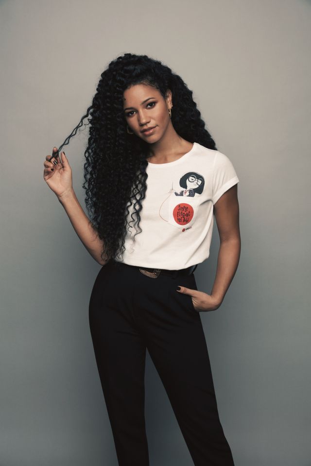 Vick Hope posed in one of the limited-edition Pixar-themed tops