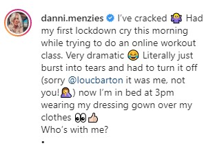 Danni, 33, poured our her heart in the candid caption