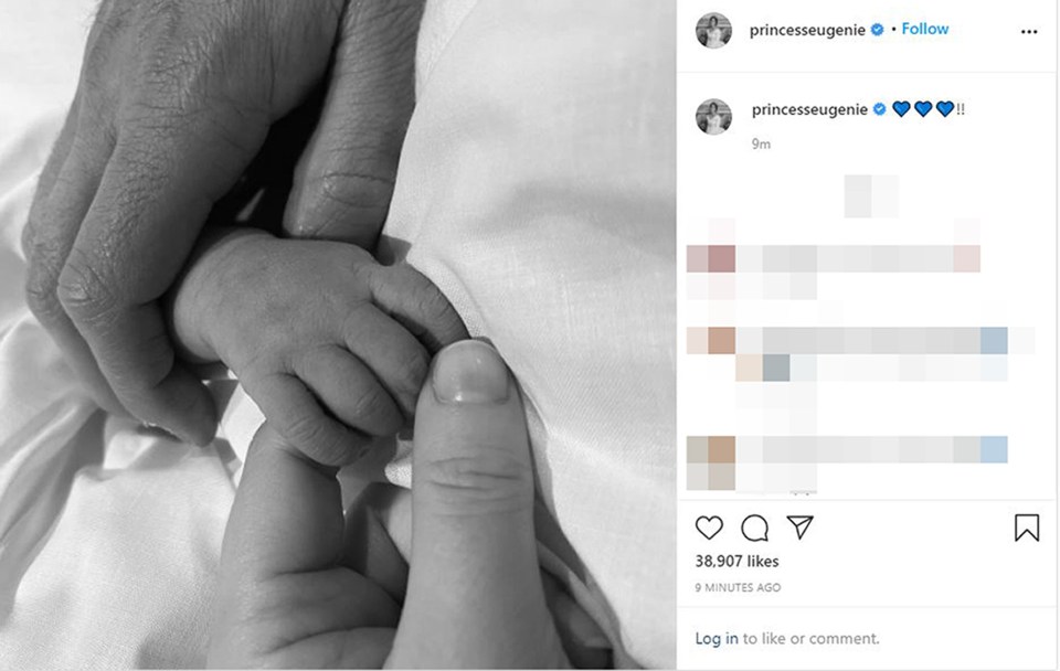 She announced her baby joy on Instagram with a picture of the baby's tiny hand and three blue heart emojis