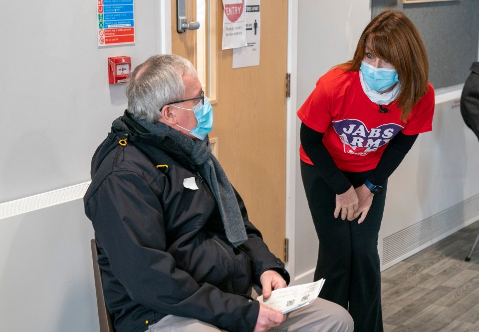 One of the first faces patients see at one North London vaccination centre is Sky News host Kay Burley, ready with a reassuring smile