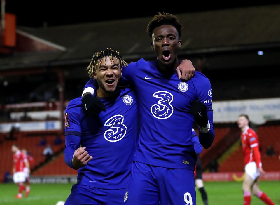 Reece James and Tammy Abraham celebrated after combining to finally break the deadlock against Barnsley