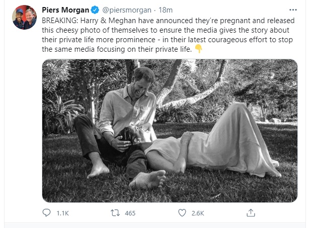 Piers was quick to go after the Sussexes to his 7.7million followers on Twitter