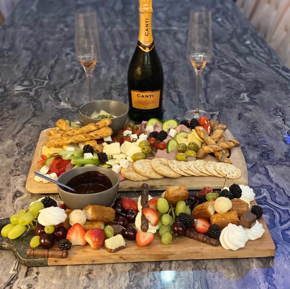 The pair enjoyed a savoury and a sweet grazing board as well as a bottle of prosecco