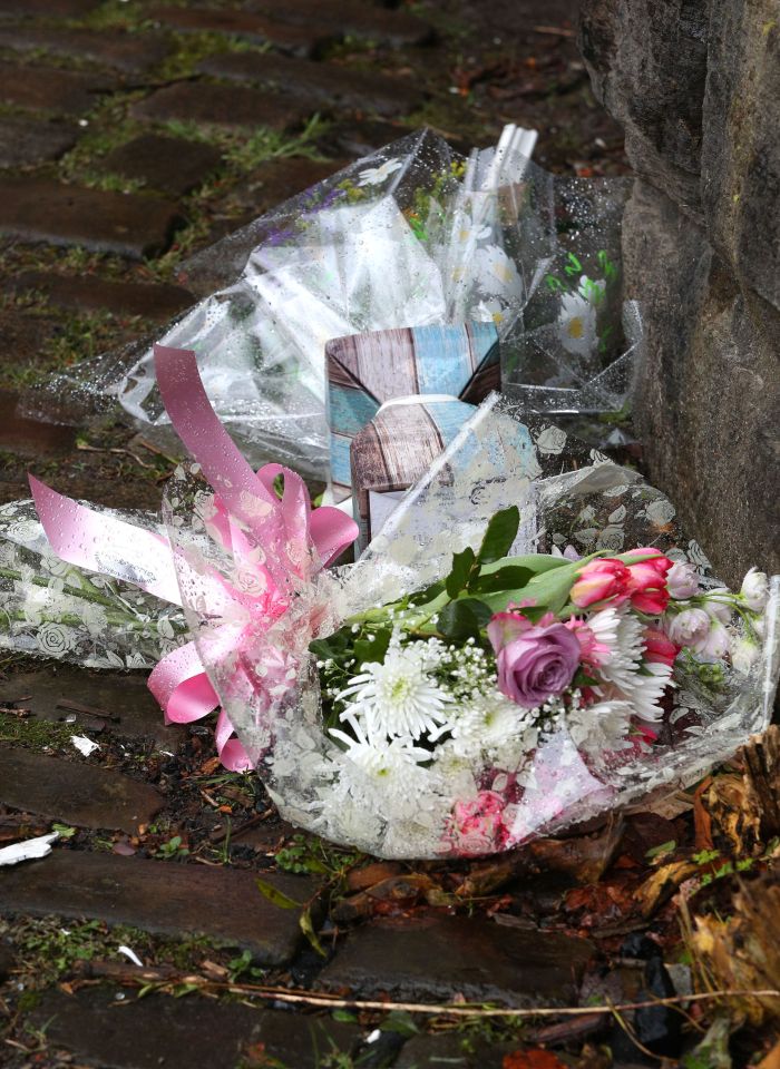 Flowers have been left at the scene of the tragedy