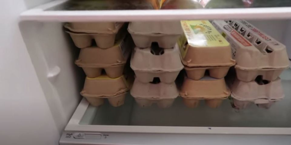 The mum even has an entire shelf for eggs in her overflow fridge