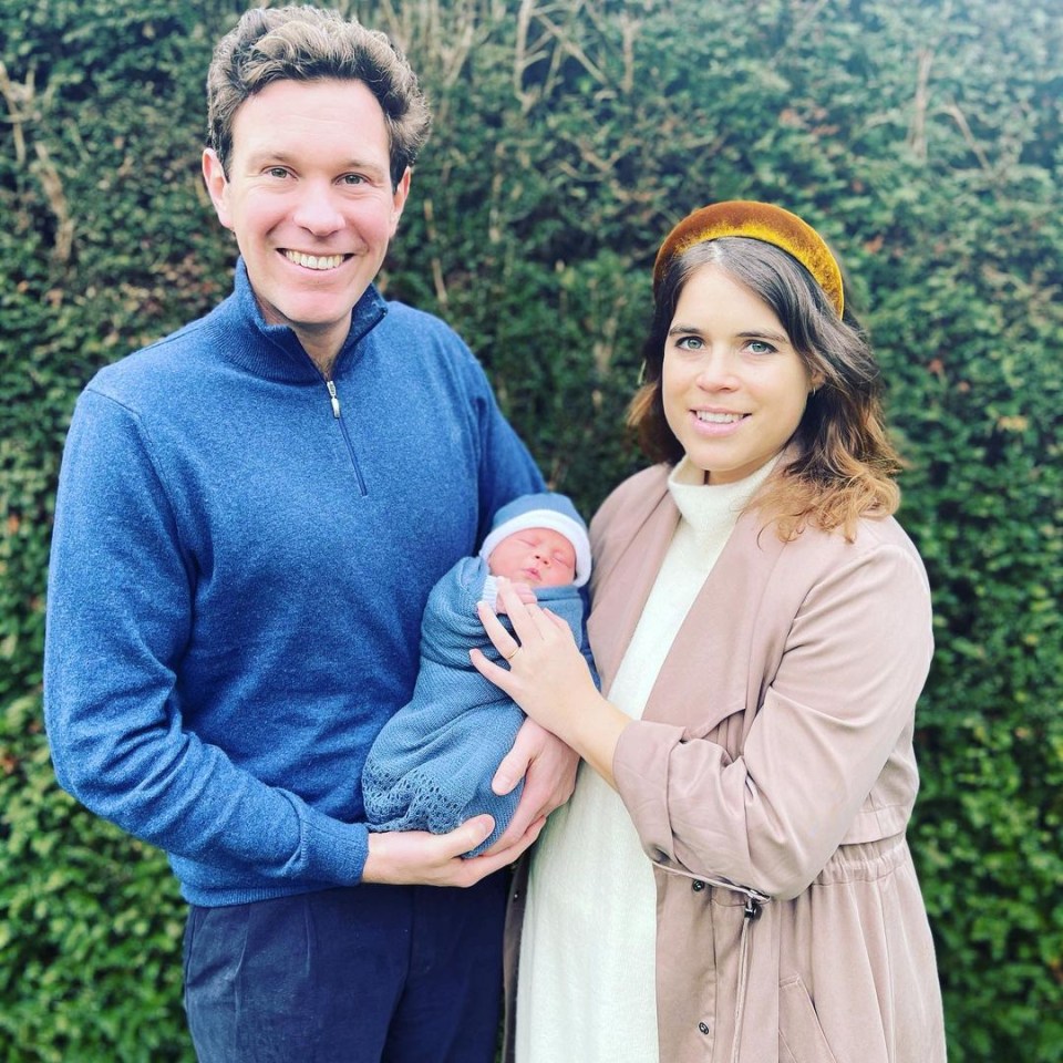 Eugenie and her husband Jack Brooksbank introduced their son on Instagram yesterday.