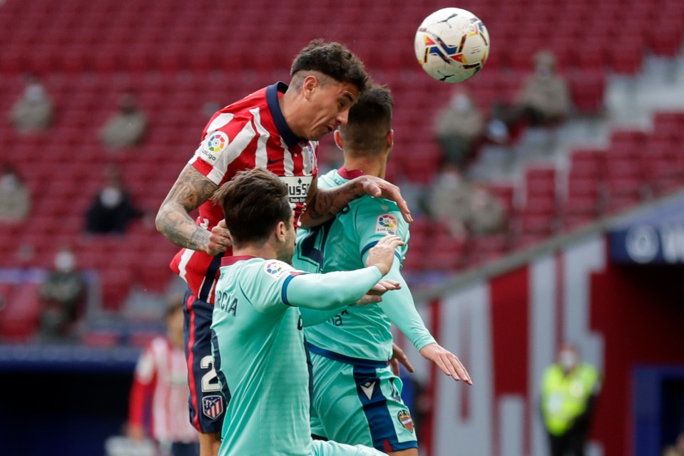 Jose Gimenez lasted just 54 minutes of the weekend defeat to Levante