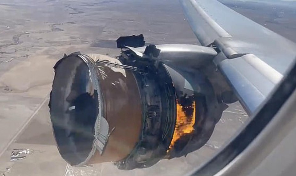 The plane engine caught fire during the flight