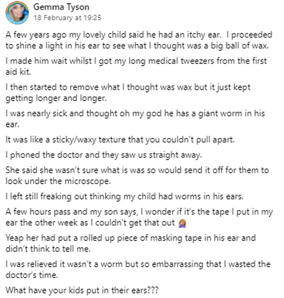 Gemma shared the incident on Facebook to warn other parents