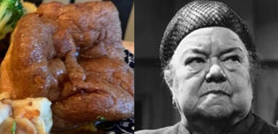 Corrie legend Ena Sharples bears a striking resemblance to this disgruntled Yorkshire pudding