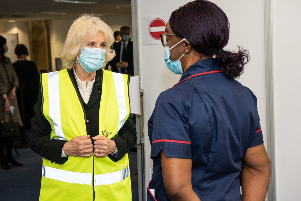 The Duchess of Cornwall visited Wembley vaccine centre in North West London