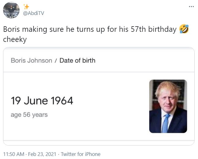 Boris will celebrate his 57th birthday on June 19