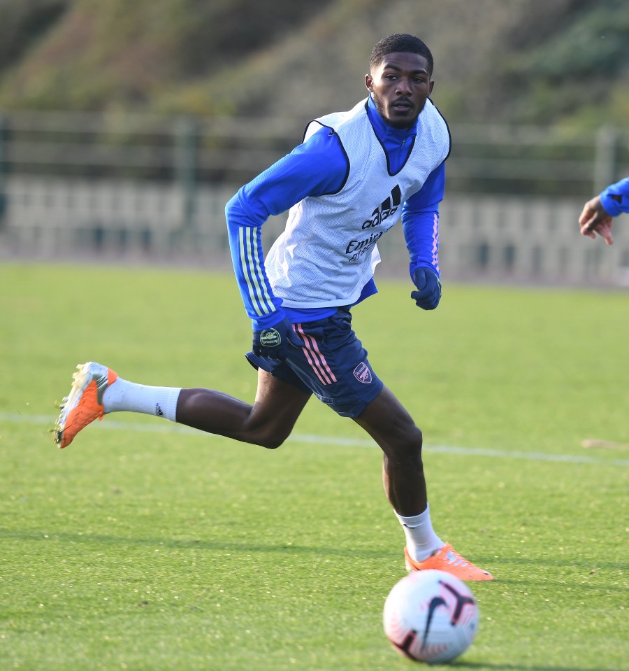 Arsenal's Ainsley Maitland-Niles wears Nike CTR360 Maestri III in training - they cost £230