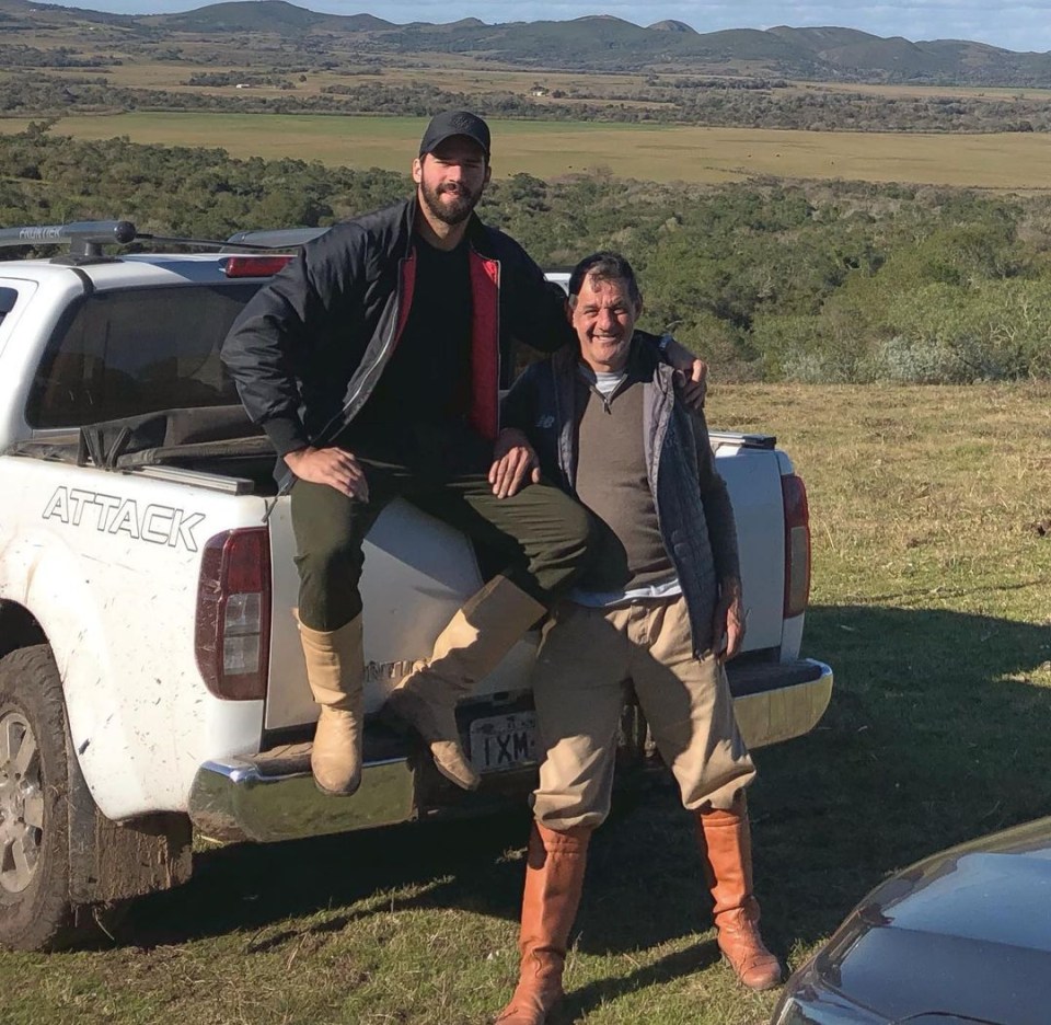 Alisson Becker's father Jose (right) has died in a lake near the family home