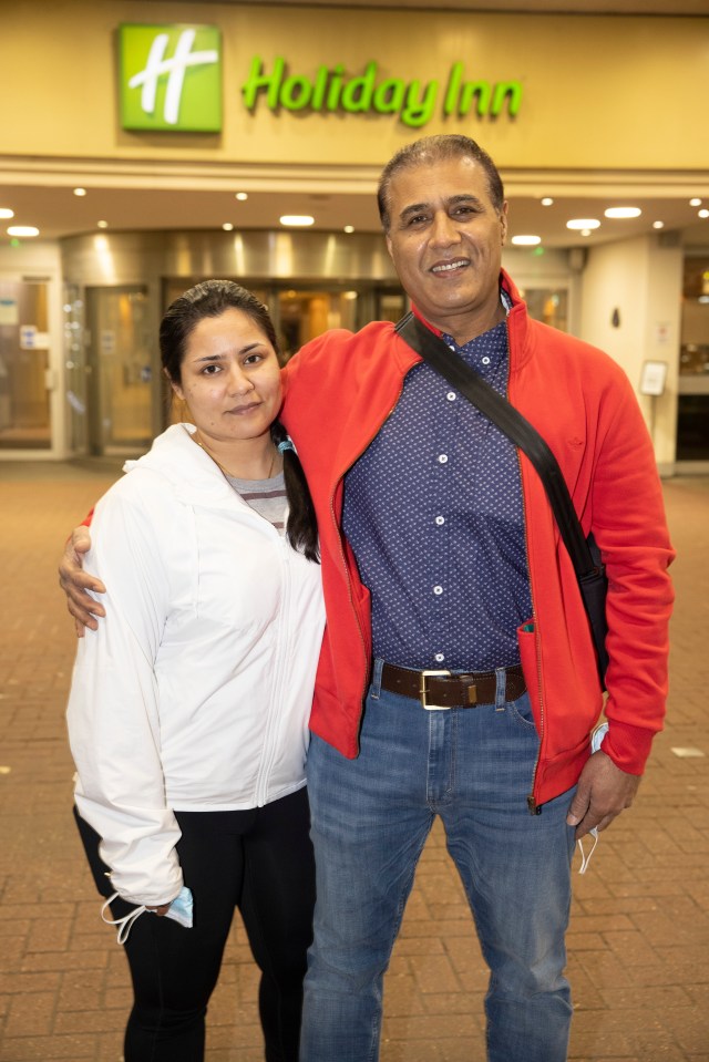 Karam Chand and his daughter Preah Pooja who came to pick him up