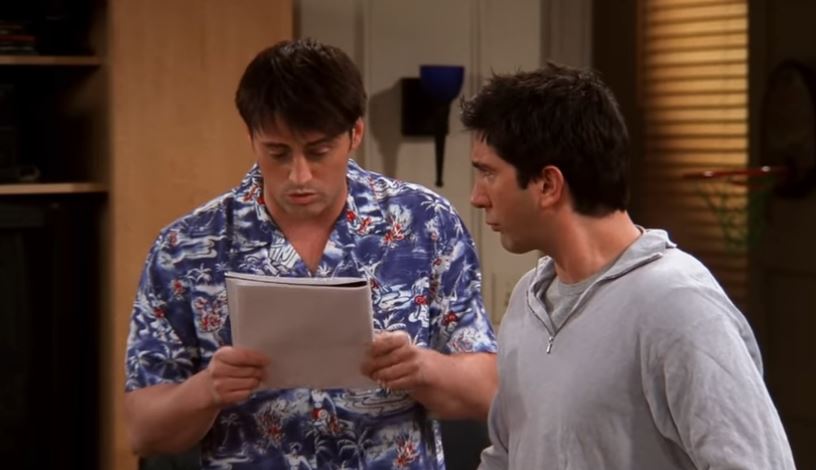 Joey is auditioning for the role of host on Bamboozled and gets Ross and Chandler to help him practice the confusing game