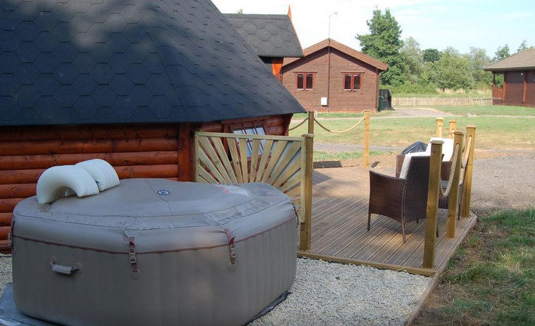 Each lodge has its own hot tub