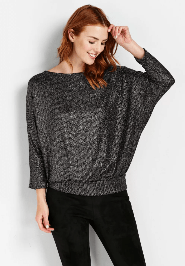 There is an impressive 84% off this sparkly grey top from Wallis