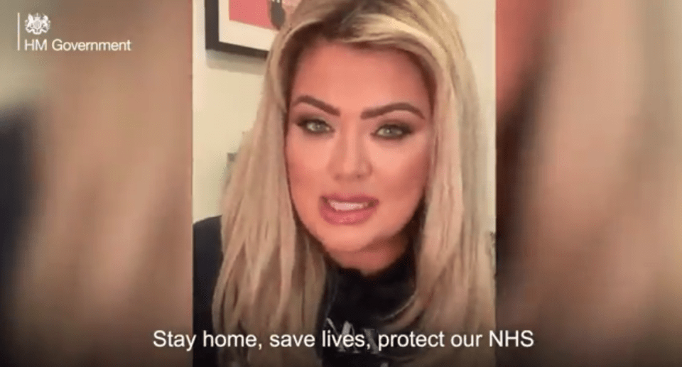 Gemma Collins urged the nation to stay home, save lives and protect our NHS