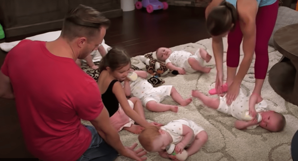 The couple were making up 40 bottles of milk for the quints a day