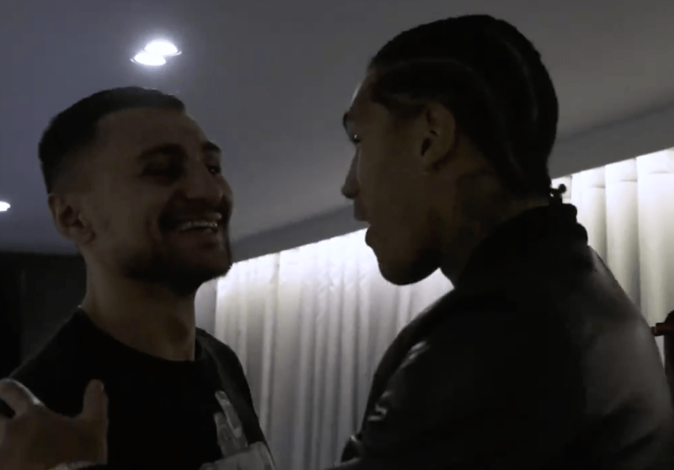 David Avanesyan and Conor Benn embrace backstage