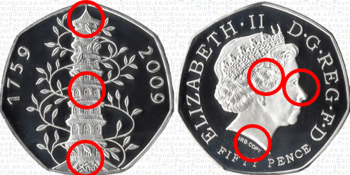 This coin has the word 'copy' undernear the Queen