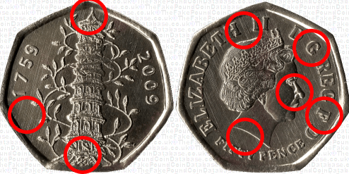 This coin is more grainy compared to a genuine Kew Gardens 50p