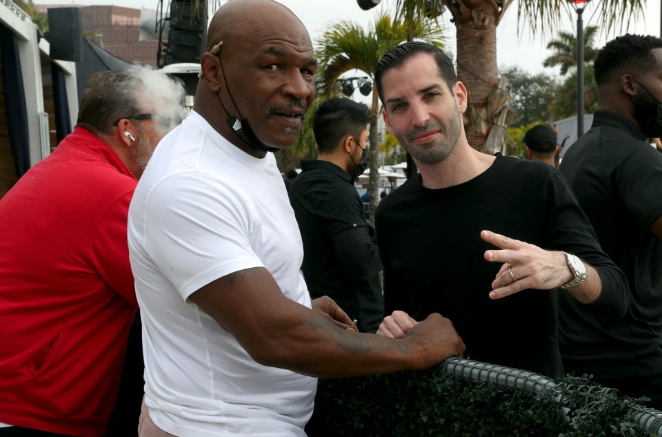 Mike Tyson pictured at the NFL party