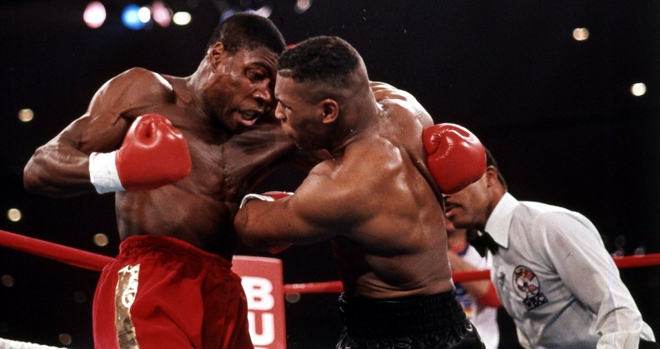 Frank Bruno landed a brilliant left hook on Mike Tyson in their 1989 classic battle.