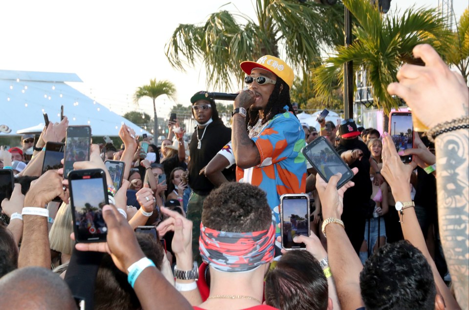 Migos performing ahead of the Super Bowl finale