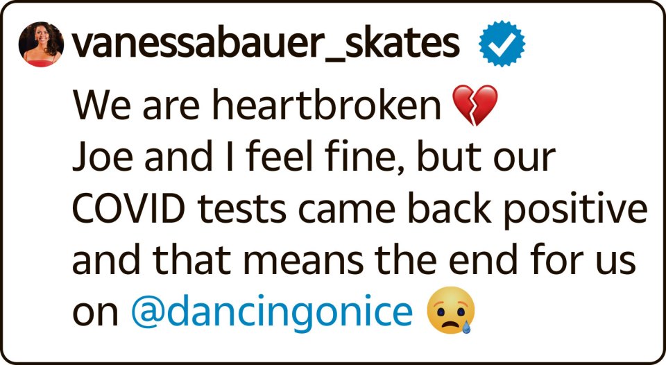 Vanessa said that she and Joe were 'heartbroken' after their positive Covid tests