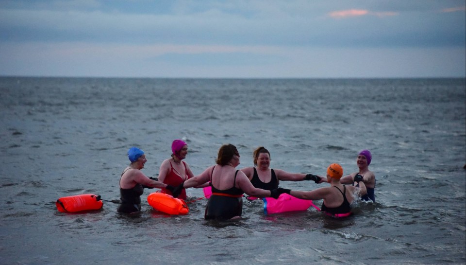 Early morning swimmers took the plunge at Seaburn beach in Sunderland this morning