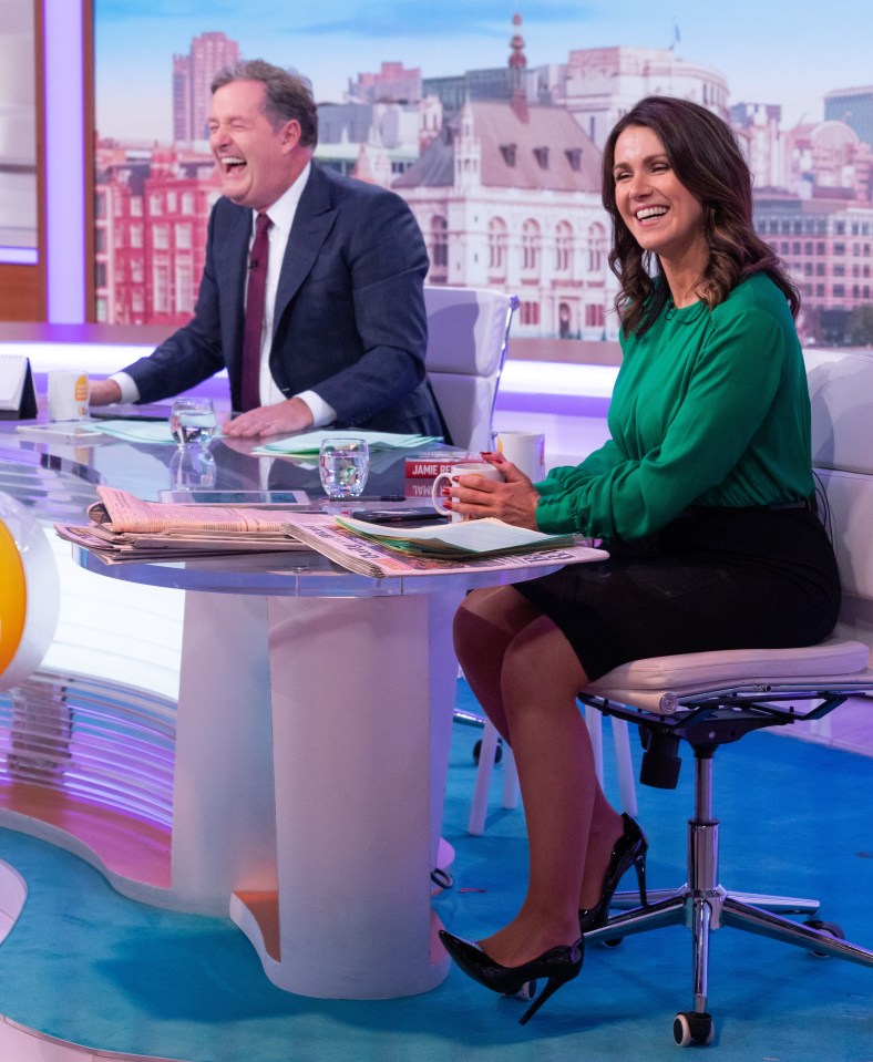 Piers and Susanna sharing a laugh on Good Morning Britain in October last year