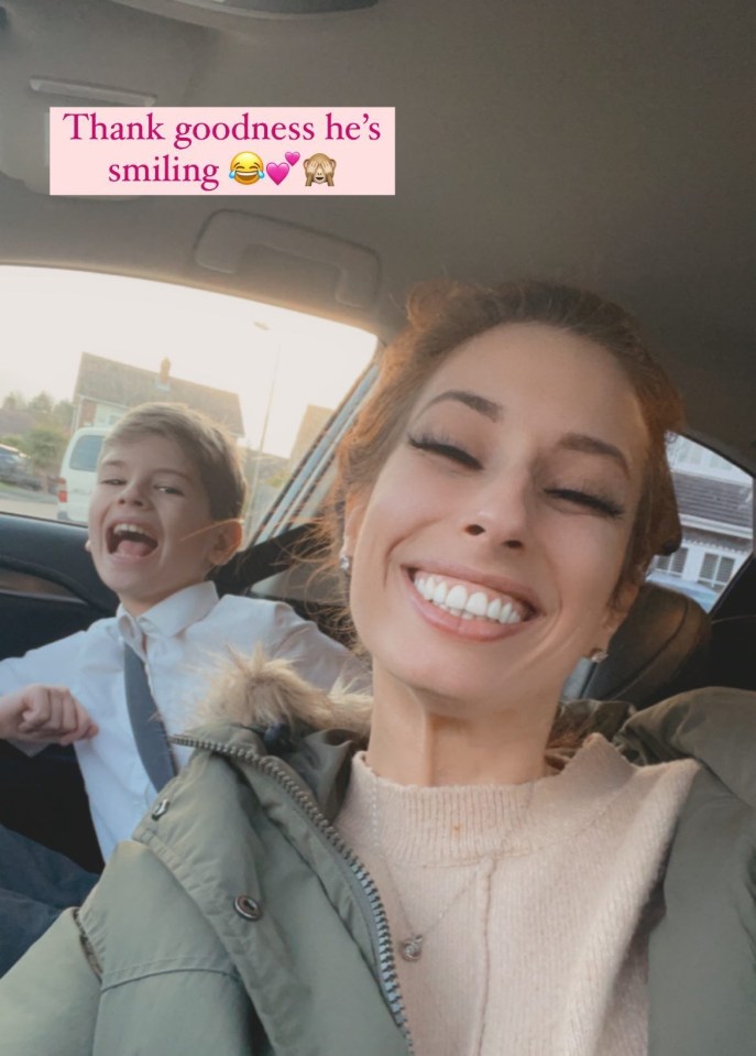 The TV star mum shared a snap of her son smiling on the pick-up