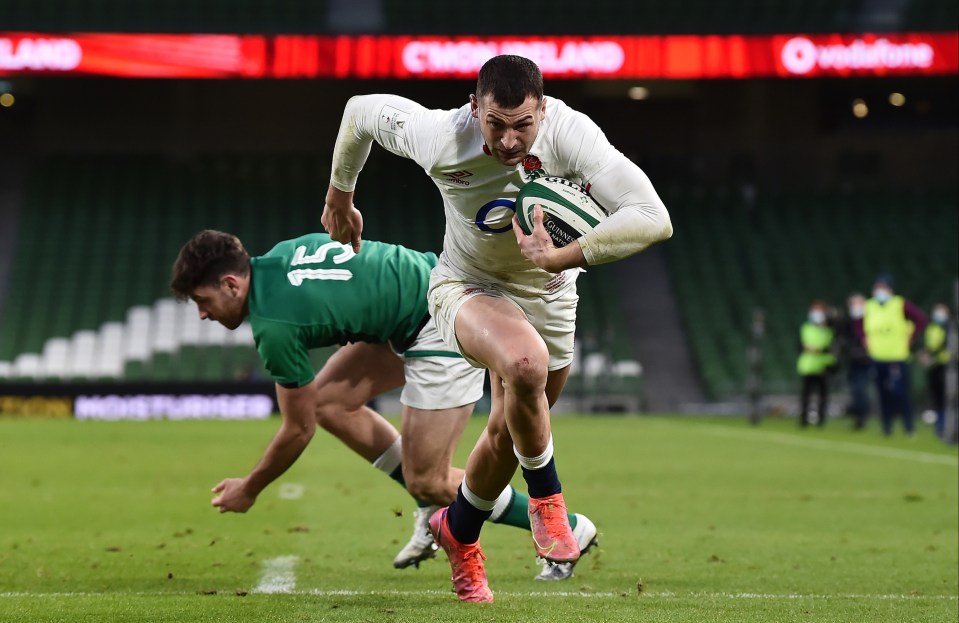 Jonny May scored a late consolation for England