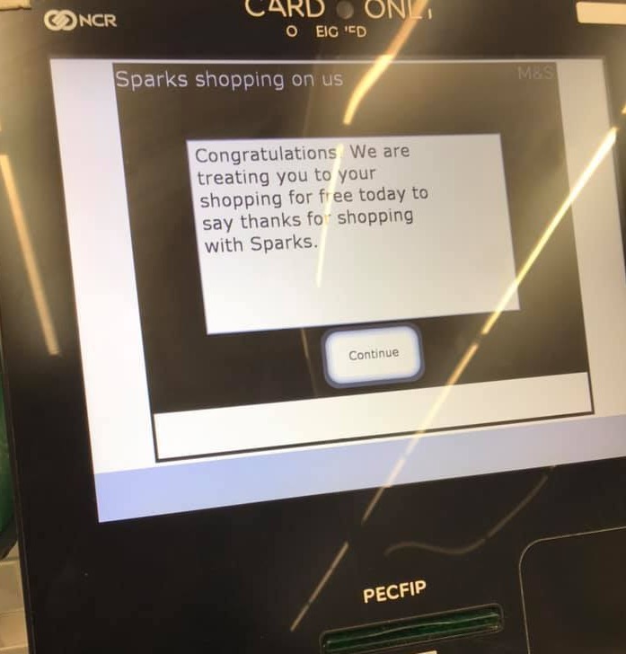 The message that appeared on the self-service till point Gemma was using