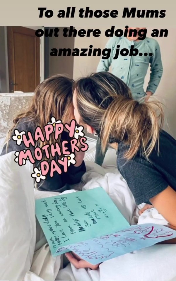 Emily shared a rare photograph with both her children for Mother's Day