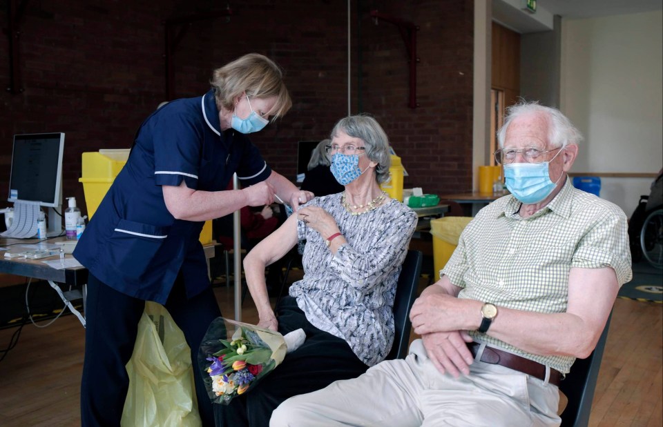 Gordon and Shirley Hetherington get their second Covid jab in Yorkshire