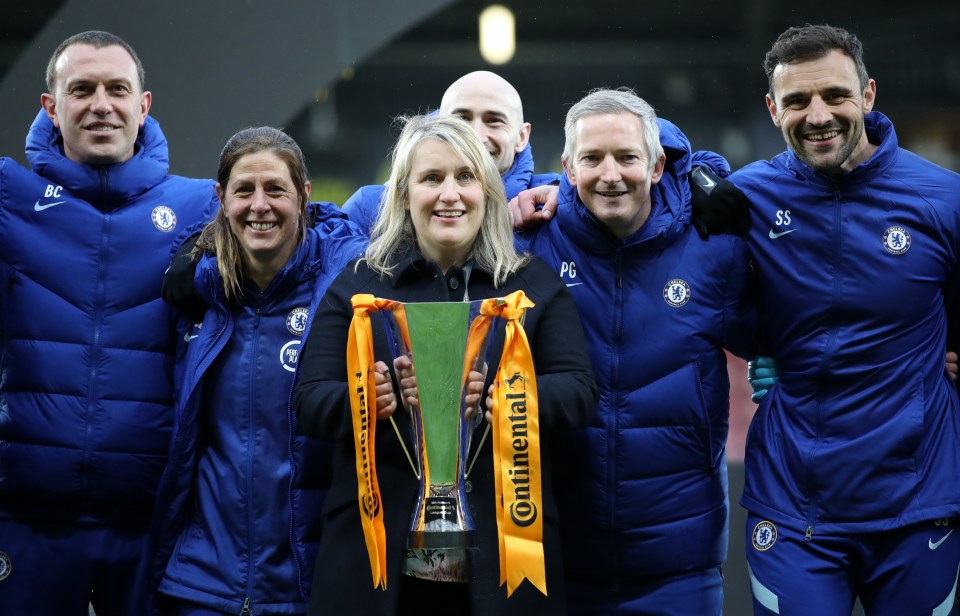 Emma Hayes has now lifted five League Cup trophies with the Blues