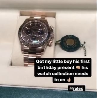 The lucky infant was gifted a £30k Rolex watch by his dad and treated to a safari-themed cake