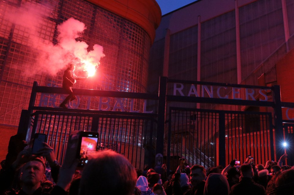 There were raucous scenes as Rangers fans partied